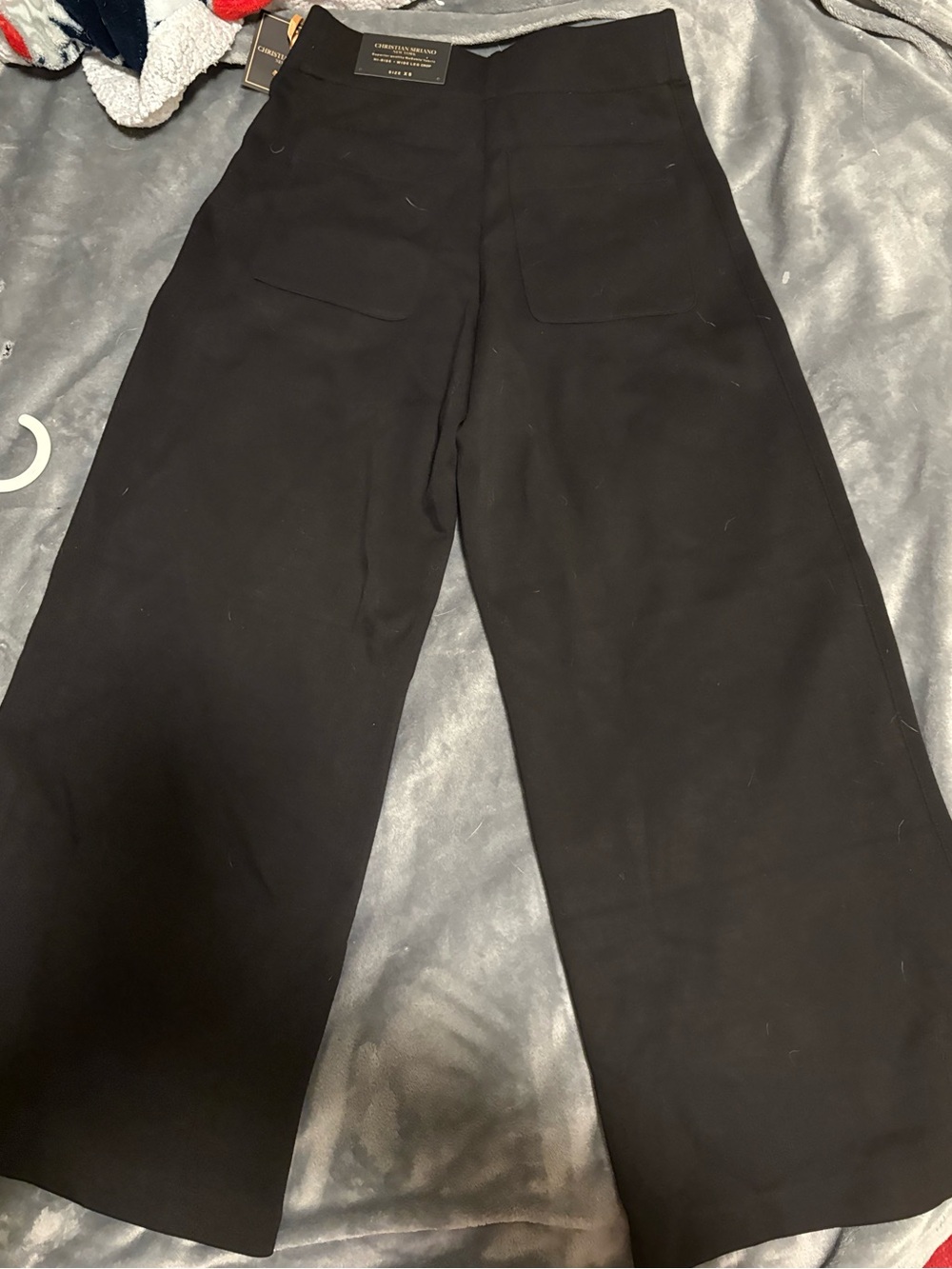Christian Siriano Black Hi-Rise Wide Leg Crop Pants - Picture 2 of 4